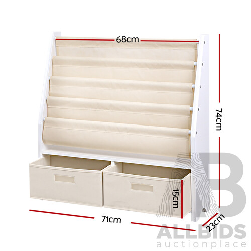 4 tier Kids Bookshelf Wooden Bookcase Children Toy Organiser Display Rack - Brand New - Free Shipping