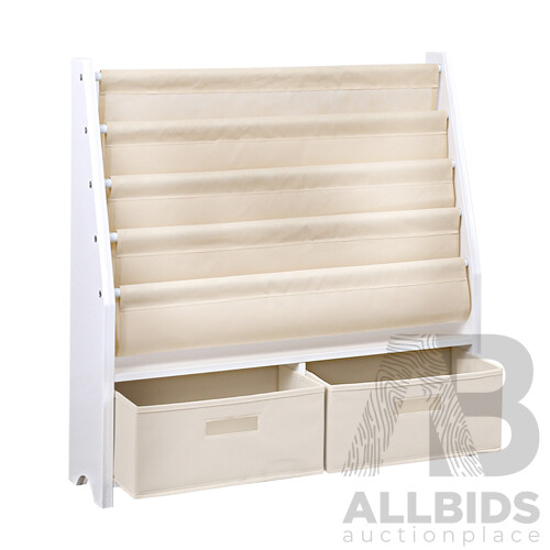 4 tier Kids Bookshelf Wooden Bookcase Children Toy Organiser Display Rack - Brand New - Free Shipping