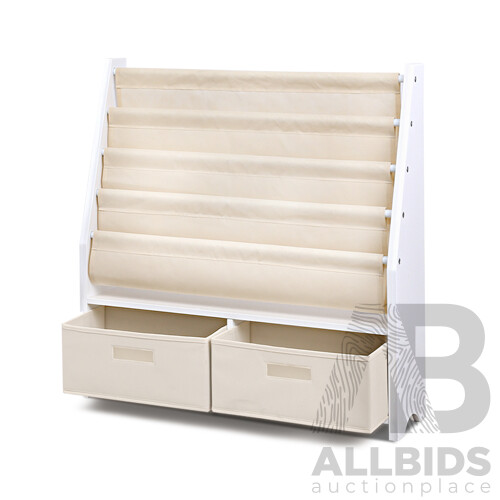 4 tier Kids Bookshelf Wooden Bookcase Children Toy Organiser Display Rack - Brand New - Free Shipping