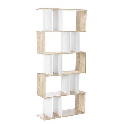 5 Tier Display/Book/Storage Shelf Unit - White Brown - Free Shipping