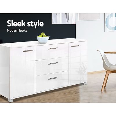 High Gloss Sideboard Storage Cabinet Cupboard - White - Brand New - Free Shipping