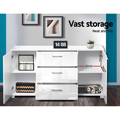 High Gloss Sideboard Storage Cabinet Cupboard - White - Brand New - Free Shipping