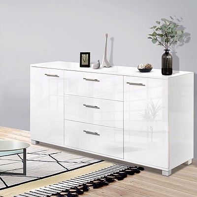 High Gloss Sideboard Storage Cabinet Cupboard - White - Brand New - Free Shipping