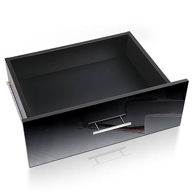 High Gloss Two Drawers Bedside Table - Black