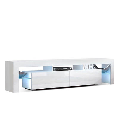 189cm RGB LED TV Stand Cabinet Entertainment Unit Gloss Furniture Drawers Tempered Glass Shelf White - Brand New - Free Shipping