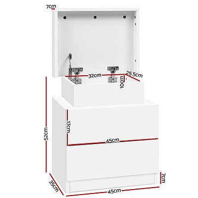 Bedside Tables 2 Drawers Side Table Storage Nightstand White Bedroom Wood