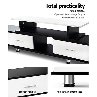 TV Cabinet Entertainment Unit Stand Wooden 160CM To 220CM Storage Drawers Black White - Brand New - Free Shipping