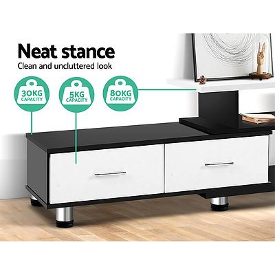 TV Cabinet Entertainment Unit Stand Wooden 160CM To 220CM Storage Drawers Black White - Brand New - Free Shipping
