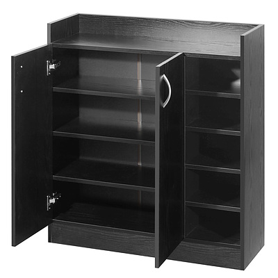 2 Doors Shoe Cabinet Storage Cupboard - Black - Free Shipping