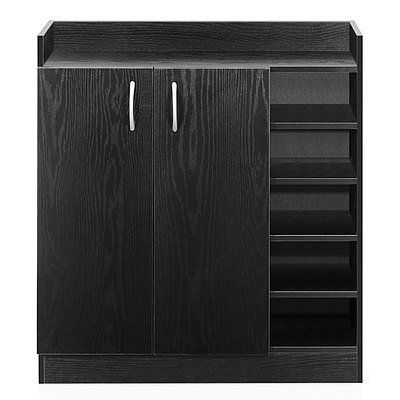 2 Doors Shoe Cabinet Storage Cupboard - Black - Free Shipping