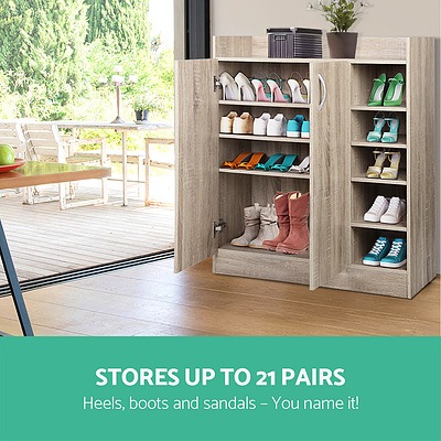 2 Doors Shoe Cabinet Storage -Wood - Brand New - Free Shipping