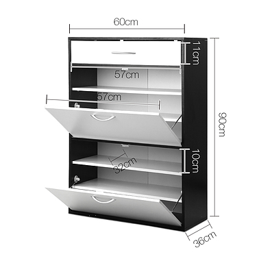 6 Tier Shoe Cabinet 30 Pairs - Black & White - Free Shipping