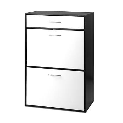 6 Tier Shoe Cabinet 30 Pairs - Black & White - Free Shipping