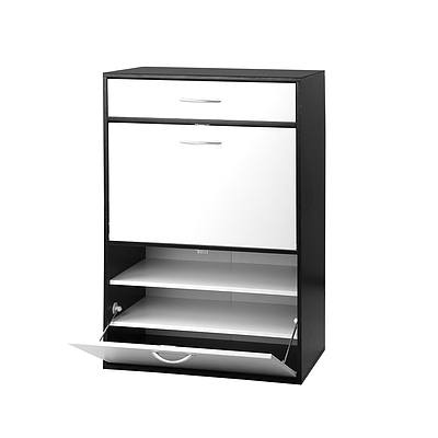 6 Tier Shoe Cabinet 30 Pairs - Black & White - Free Shipping