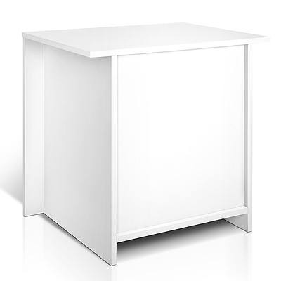 Anti-Scratch Bedside Table 2 Drawers - White - Free Shipping