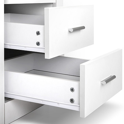 Anti-Scratch Bedside Table 2 Drawers - White - Free Shipping