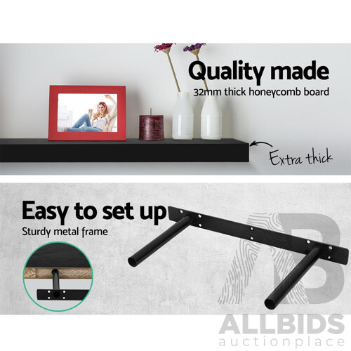 3 Piece Floating Wall Shelves - Black