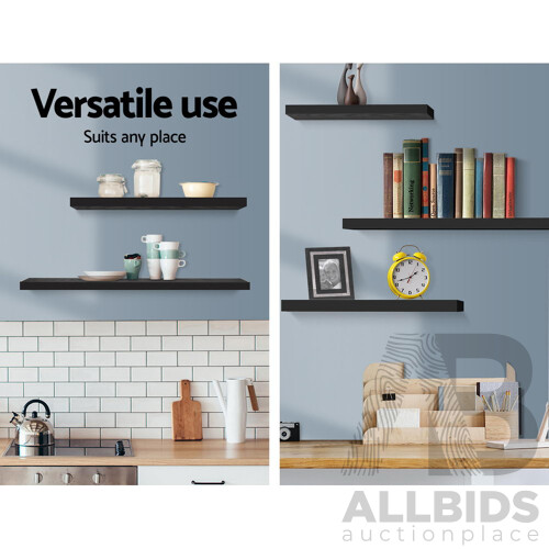 3 Piece Floating Wall Shelves - Black