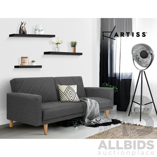 3 Piece Floating Wall Shelves - Black