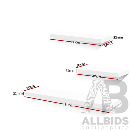 Artiss 3 Piece Floating Wall Shelves - White - Brand New - Free Shipping