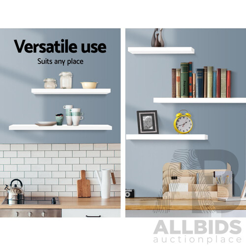 Artiss 3 Piece Floating Wall Shelves - White - Brand New - Free Shipping