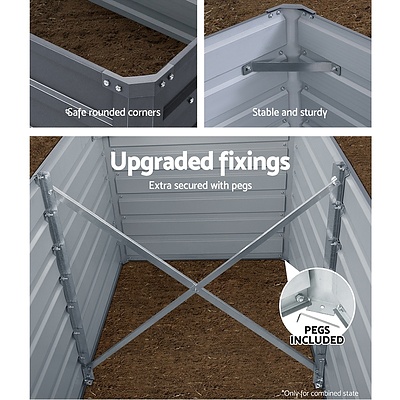 2PCS 120X80X77cm Galvanised Steel Raised Garden Bed Planter