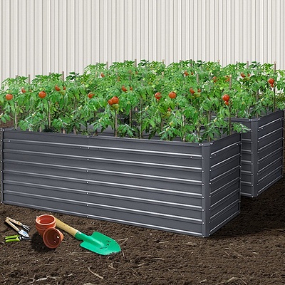2PCS 120X80X77cm Galvanised Steel Raised Garden Bed Planter