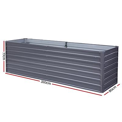 Galvanised Steel Raised Garden Bed Instant Planter 160 x 80 x 77cm Aluminium X2
