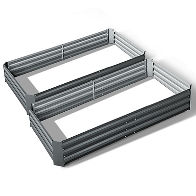 Set of 2 210cm x 90cm Raised Garden Bed - Aluminium Grey - Brand New - Free Shipping