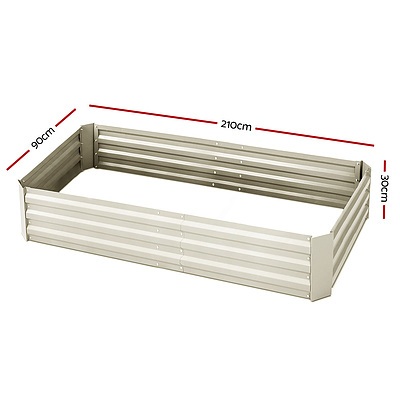 Set of 2 210cm x 90cm Raised Garden Bed - Cream