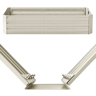 Set of 2 210cm x 90cm Raised Garden Bed - Cream