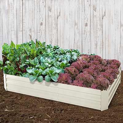 Set of 2 210cm x 90cm Raised Garden Bed - Cream