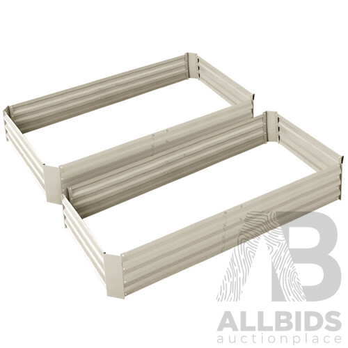 Set of 2 Galvanised Steel Garden Bed - Cream - Brand New - Free Shipping