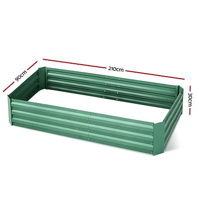 Garden Bed 2PCS 210X90X30cm Galvanised Steel Raised Planter Green - Brand New - Free Shipping
