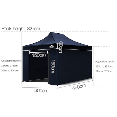 3x4.5M Outdoor Gazebo - Navy - Free Shipping