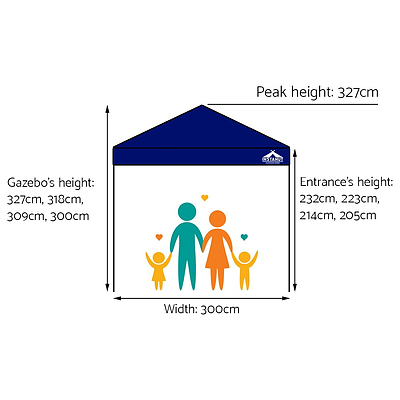 Instahut 3x3m Outdoor Gazebo - Navy - Free Shipping