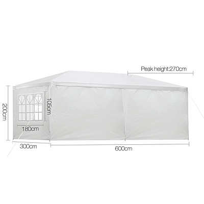 Gazebo 3m x 6m - White - Free Shipping