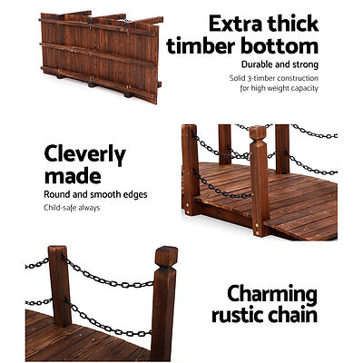 Garden Rustic Chain Bridge Wooden Decoration Decor Landscape 160cm Length Rail - Brand New - Free Shipping