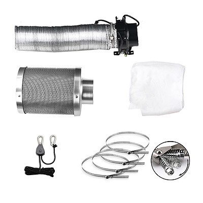 Greenfingers Hydroponics Grow Tent Ventilation Kit Vent Fan Carbon Filter Duct Ducting 4 inch - Brand New - Free Shipping