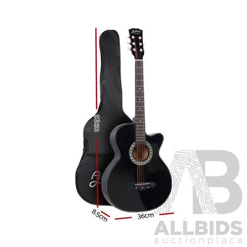 38 Inch Wooden Acoustic Guitar Black - Brand New - Free Shipping