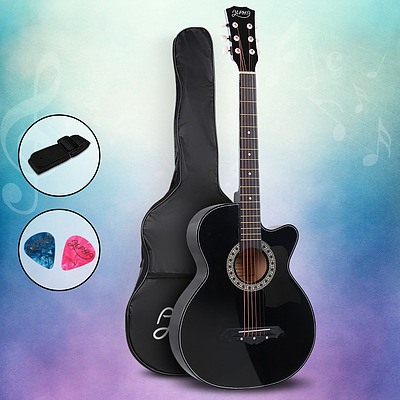 38 Inch Wooden Acoustic Guitar Black - Brand New - Free Shipping