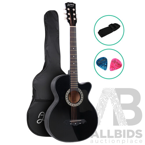 38 Inch Wooden Acoustic Guitar Black - Brand New - Free Shipping
