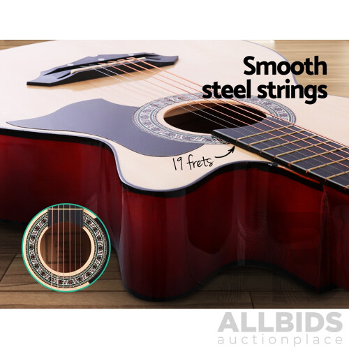 38 Inch Wooden Acoustic Guitar Natural Wood - Brand New - Free Shipping