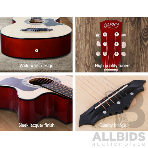 38 Inch Wooden Acoustic Guitar Natural Wood - Brand New - Free Shipping