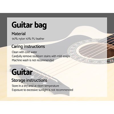 38 Inch Wooden Acoustic Guitar Left handed - Natural Wood - Brand New - Free Shipping