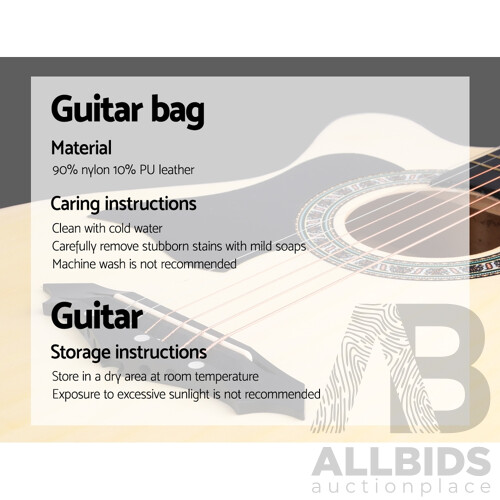 38 Inch Wooden Acoustic Guitar Left handed - Natural Wood - Brand New - Free Shipping