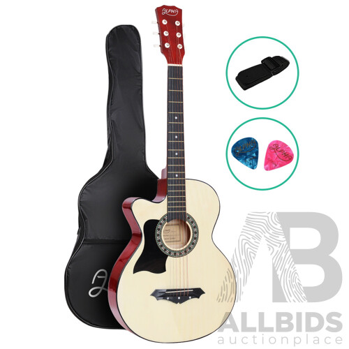 38 Inch Wooden Acoustic Guitar Left handed - Natural Wood - Brand New - Free Shipping