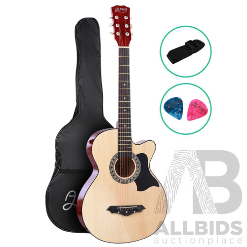 38 Inch Wooden Acoustic Guitar Natural Wood - Brand New - Free Shipping