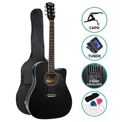 41" Inch Electric Acoustic Guitar Wooden Classical Full Size EQ Bass Black - Brand New - Free Shipping