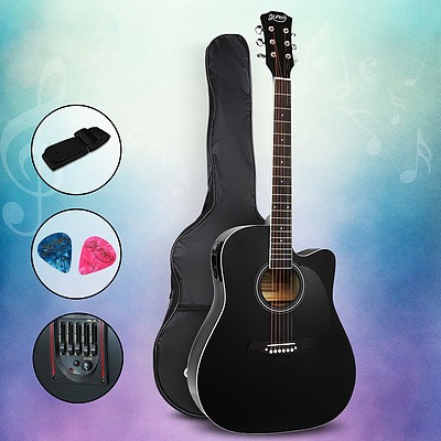 41" Inch Electric Acoustic Guitar Wooden Classical Full Size EQ Bass Black - Brand New - Free Shipping